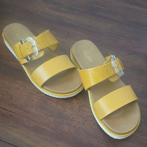 Aldo‎ Yellow Sandals with Glossy Straps